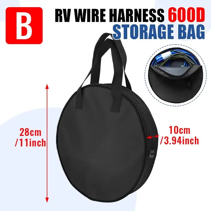 Sac de rangement pour câbles, sac de rangement Oxford imperméable pour câbles, cordons, tuyaux, câbl