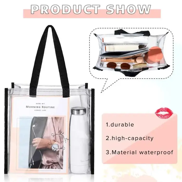 Sac fourre-tout transparent en PVC de grande capacité