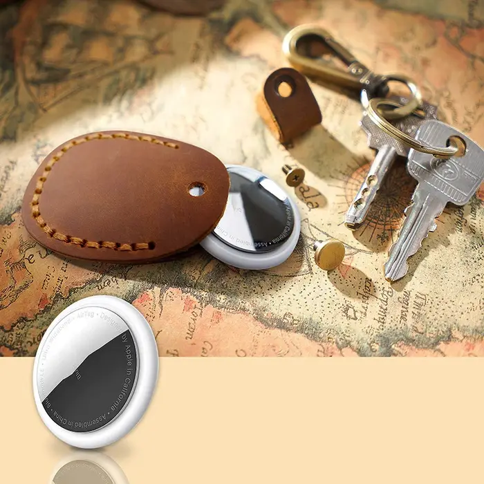 Étui pour porte-clés en cuir AirTag