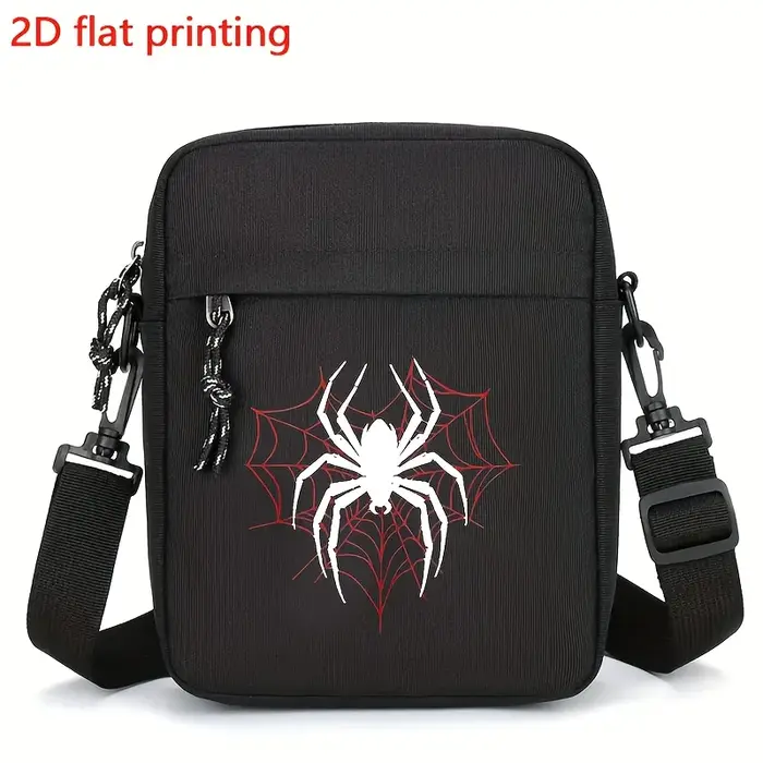 Sac à bandoulière élégant noir à motif «araignée», sac à bandoulière décontracté à sangle réglable a