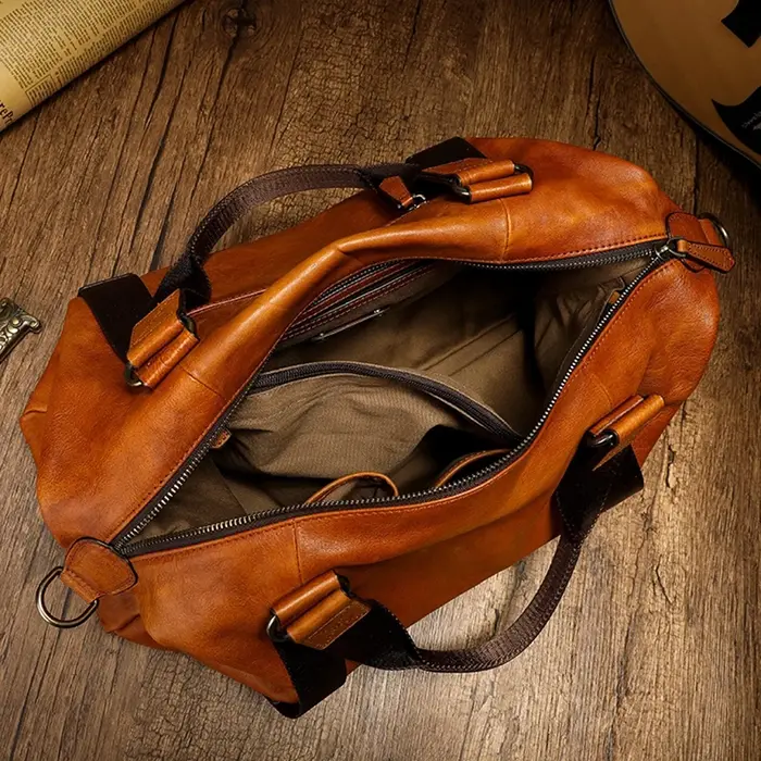 Sac de voyage pour hommes sac de bagage en cuir véritable