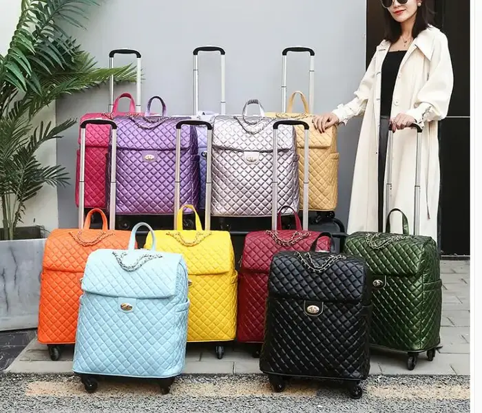 Sac à bagages à roulettes en PU pour femme