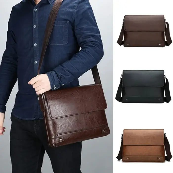Porte-documents pour hommes en cuir PU fourre-tout Boston pour ordinateur portable épaule exécutif travail d'affaires messager bandoulière côté sac de créateur