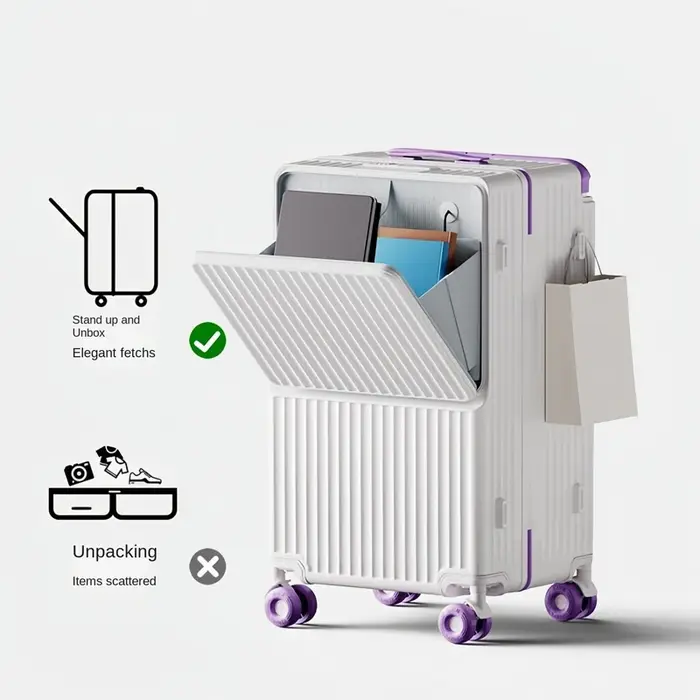 Valise de voyage grande capacité avec ouverture frontale