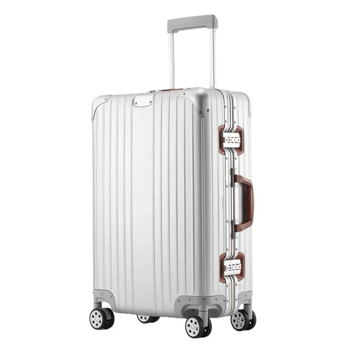 Valise en alliage d'aluminium et de magnésium avec serrure douanière, bagage cabine métallique, vali