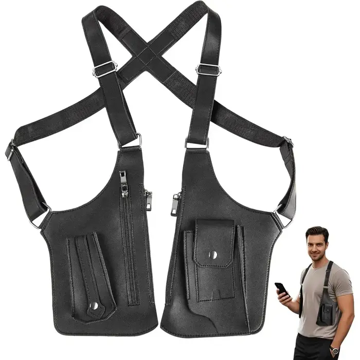 Sac à bandoulière pour homme, antivol, avec sangle réglable cachée, housse en cuir