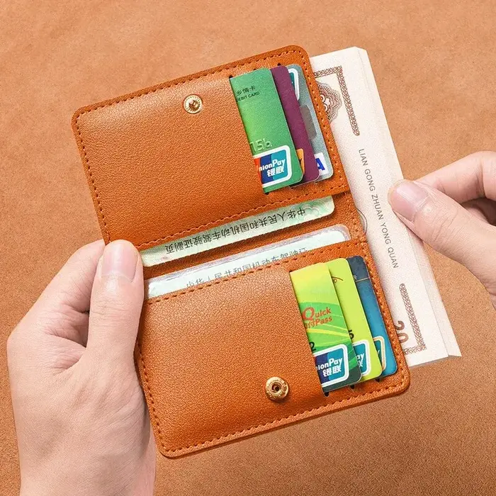 Petit portefeuille classique en cuir PU pour hommes et femmes