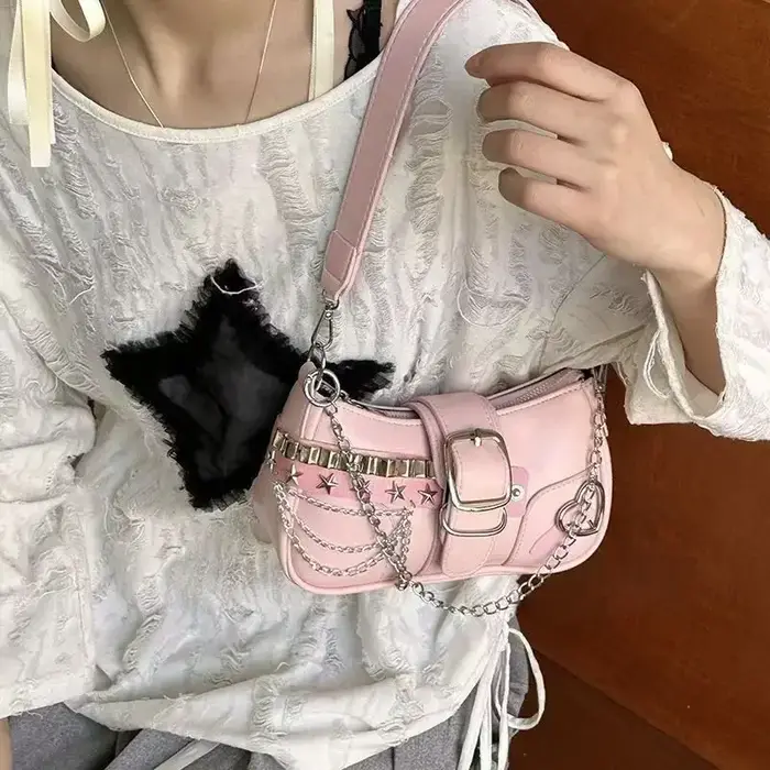 Sac à bandoulière de luxe en cuir PU Y2K pour filles