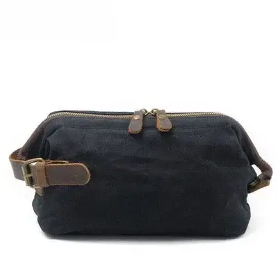 Trousse de Toilette en Toile et Cuir pour Homme, Trousse de Toilette Résistante à l'Eau, pour le Voy
