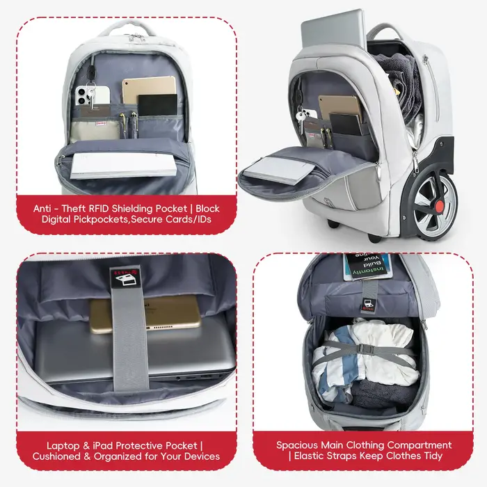 Sac à dos à roulettes multifonctionnel pour ordinateur portable