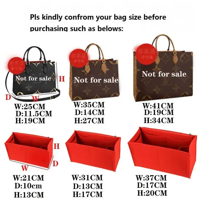Convient à ONTHEGO Tote 3MM Premium feutre insérer sac organisateur sac cosmétique sac à main shaper
