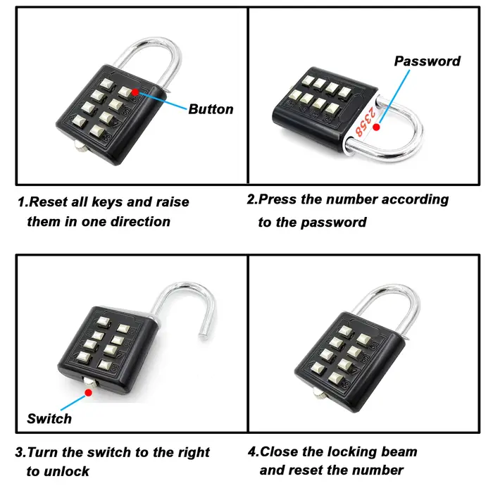 Cadenas intelligent à code mot de passe à 8 chiffres