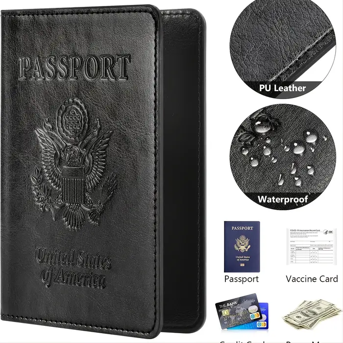 Porte-passeport en cuir avec blocage RFID