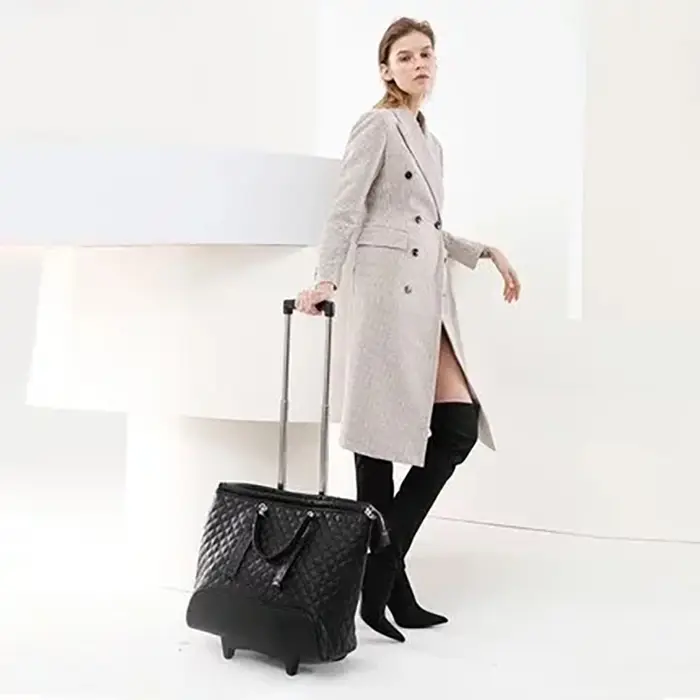 Valise à roulettes en cuir de luxe pour femmes