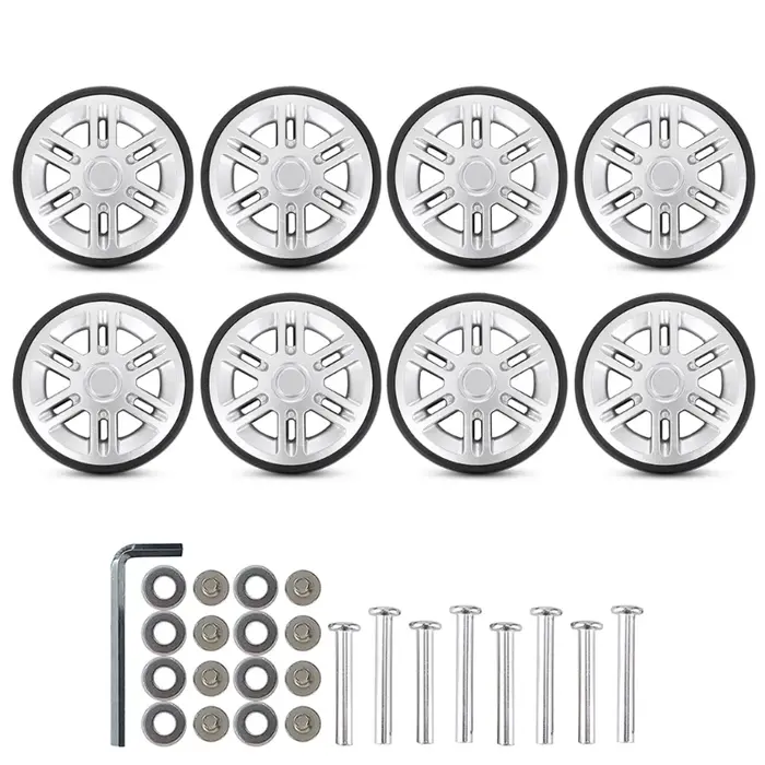 Roues remplacement bagages 60mm, réparation roues valise Double en caoutchouc 8 pièces