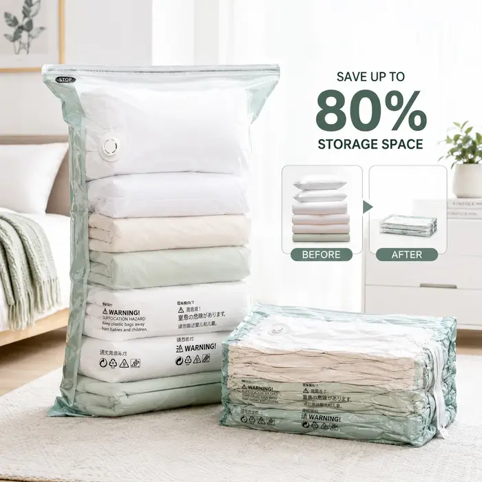 Sacs de rangement sous vide sans pompe