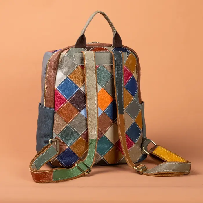 Patchwork en cuir véritable sac à dos femme Vintage véritable cuir de vache sacs à bandoulière mode