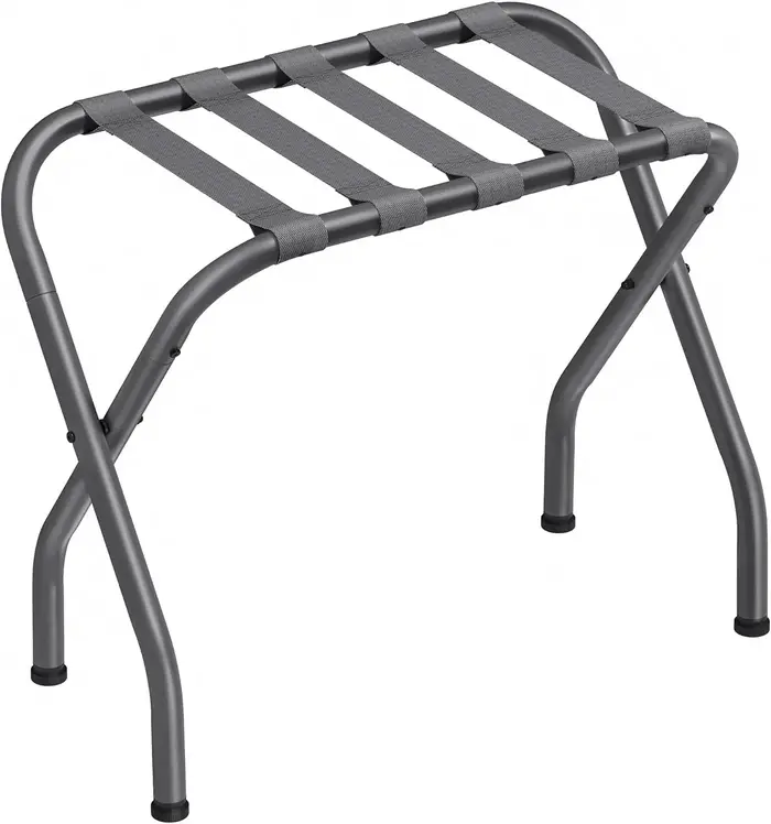 Support de valise pliable T1 noir, porte-bagages en métal pour chambre d'amis, cadre en acier pliabl