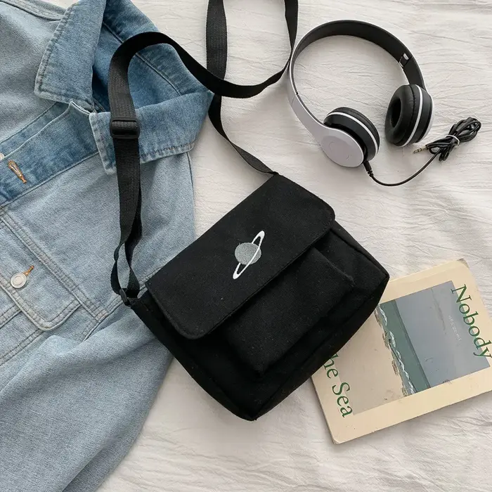 Collage décontracté étudiant Sac de messager femmes petit Sac toile Sac à bandoulière pour femmes im