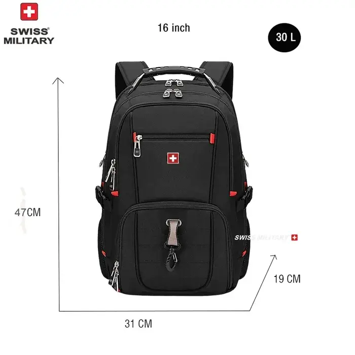 Sac à dos pour ordinateur portable SWISS 17' imperméable avec port de charge USB, sac à dos multifon
