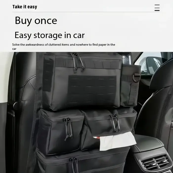 Organisateur de bagages multifonctionnel et sac de rangement tactique pour sièges arrière de voiture