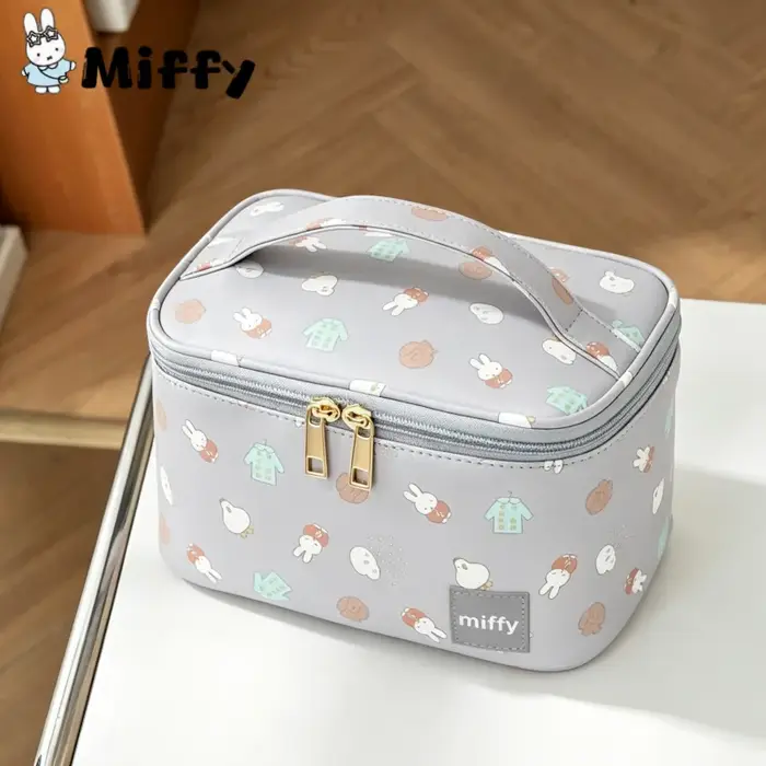 Sac Miffy 12*21*14cm, sac de voyage portable de grande capacité imprimé avec le personnage de dessin animé Miffy, sac de toilette, sac de maquillage