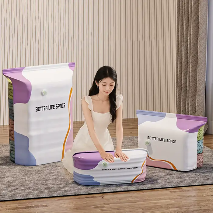 Sacs de rangement sous vide pour vêtements, couettes, bagages – Scellés sans pompe, épaissis, grande capacité, gain de place, fournitures de rangement domestique