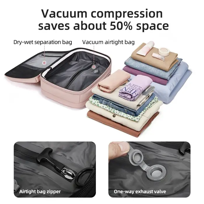 Voyage femmes sac à dos 16 pouces compression sous vide sac à dos pour ordinateur portable USB charge école sac à dos étendu randonnée en plein air sac à dos