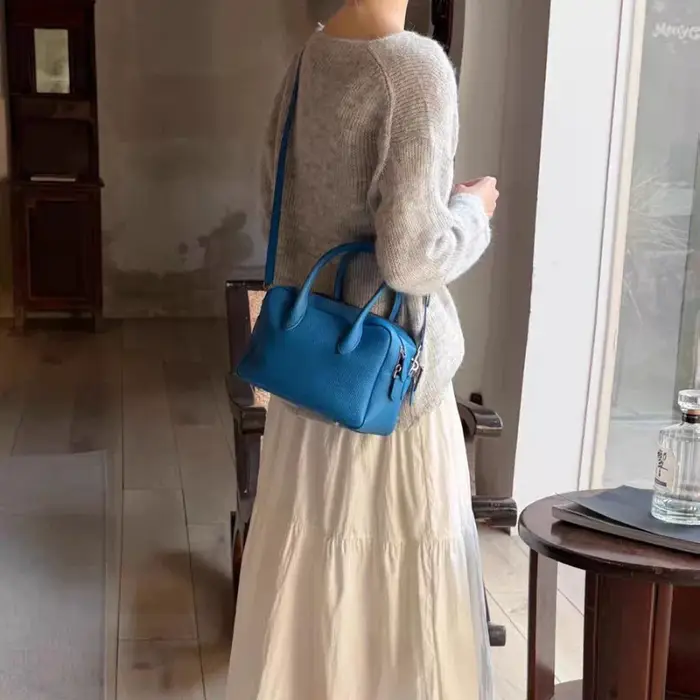 Sac bowling jaune texturé litchi Printemps-Été 2026
