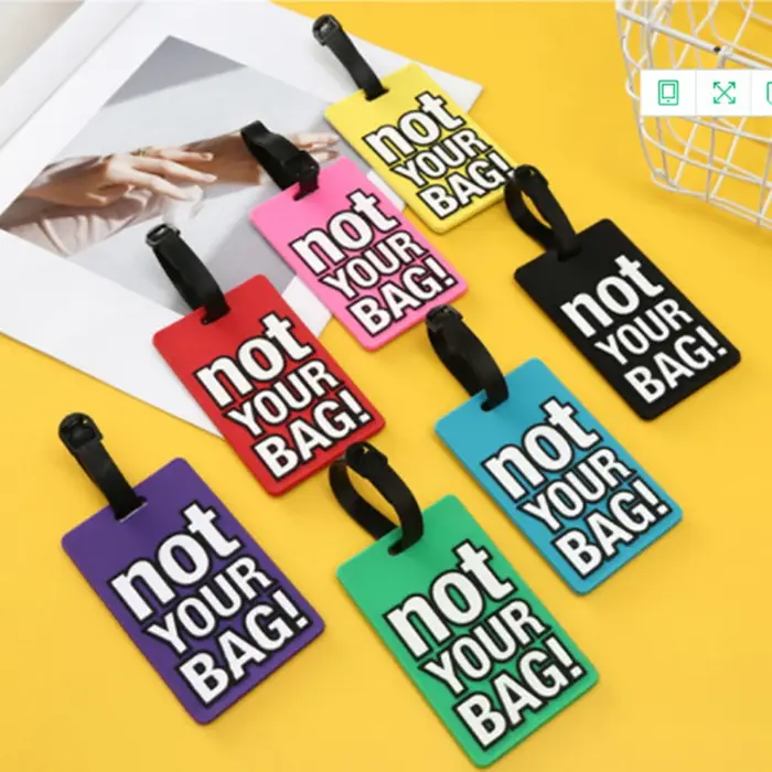 Étiquettes de bagage en silicone de style dessin animé, étiquette de voyage portable, étiquette de valise, lettre créative, pas votre sac, accessoires de voyage mignons, mode