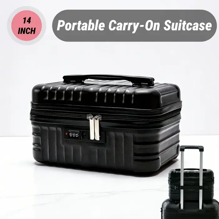 Valise de toilette portable avec serrure à code, poignée intégrée, grande capacité, pour voyages courts, activités de plein air et rangement quotidien