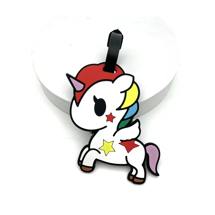 Étiquette de bagage créative licorne mignonne, accessoires de voyage, porte-valise en Gel de silice,