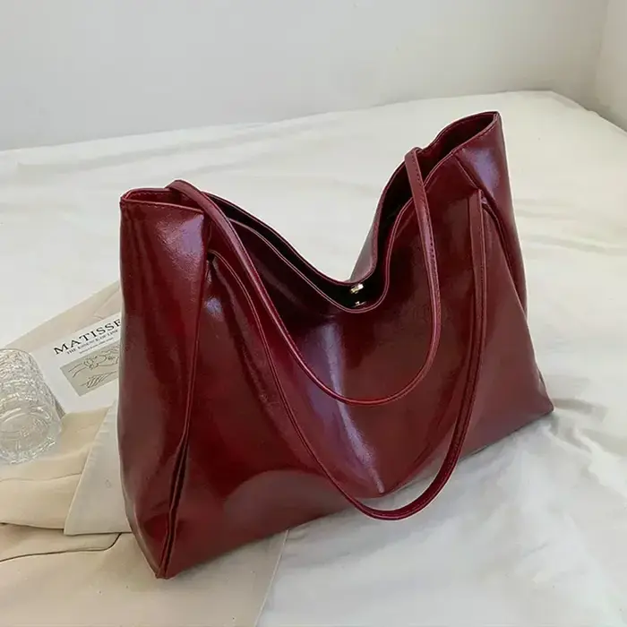 Grand sac pour femme, pochette sous le bras tendance, grande capacité, sac à bandoulière en cuir PU souple, sac rétro à bandoulière, sac seau décontracté et portable