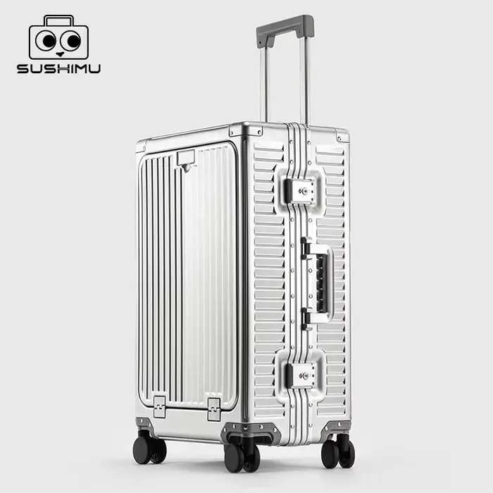 SUSHIMU bagage en alliage d'aluminium-magnésium de 20 pouces avec ouverture avant, valise trolley, v