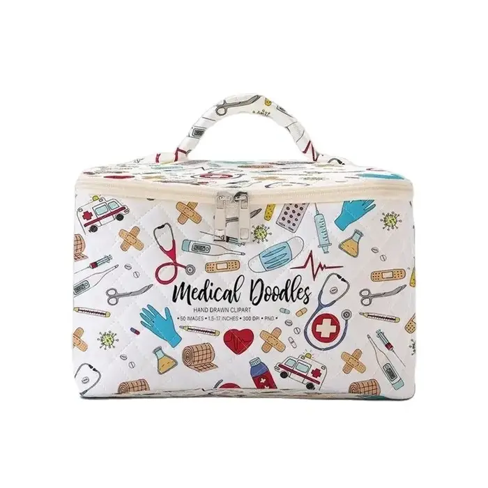 1 pièce, cosmétiques de voyage portables avec motifs de fournitures médicales, sacs de rangement de 