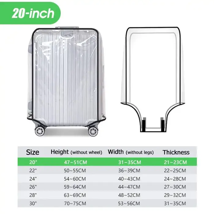 Housse de protection transparente pour bagages de voyage, imperméable, anti-poussière, résistante à 