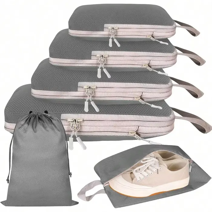 4/6 pièces emballage compressible sac de rangement de voyage Cubes valise étanche en Nylon Portable avec sac à main organisateur de bagages Ryanai