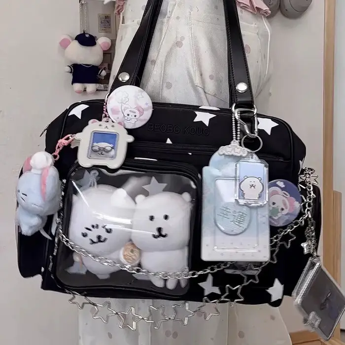 Sac à pois pour femme avec fenêtre transparente