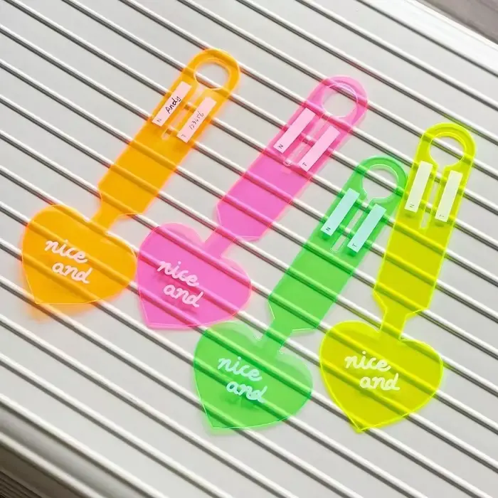 Étiquette de bagage en forme de cœur mignon, étiquette de nom de valise transparente et souple, étiq