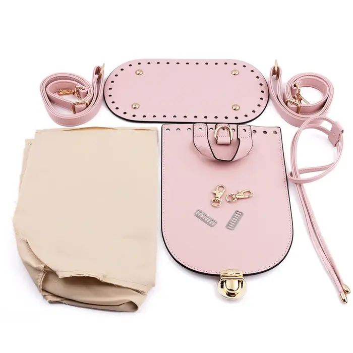 Couverture de rabat inférieur de sac en cuir PU avec matériel, ensemble de sacs en tissu tissé, sac