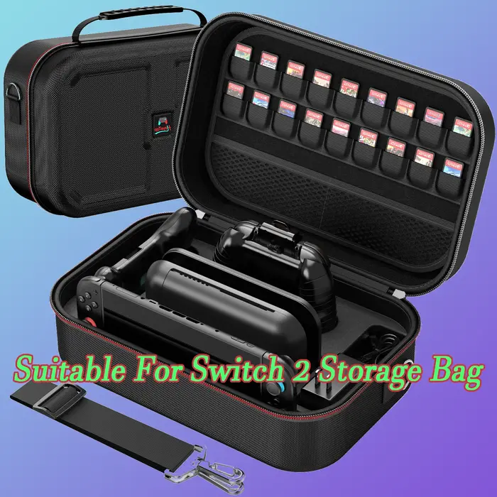 Un sac de rangement carré de grande capacité adapté au Switch 2. Stockage de voyage portable. Durable. Sac