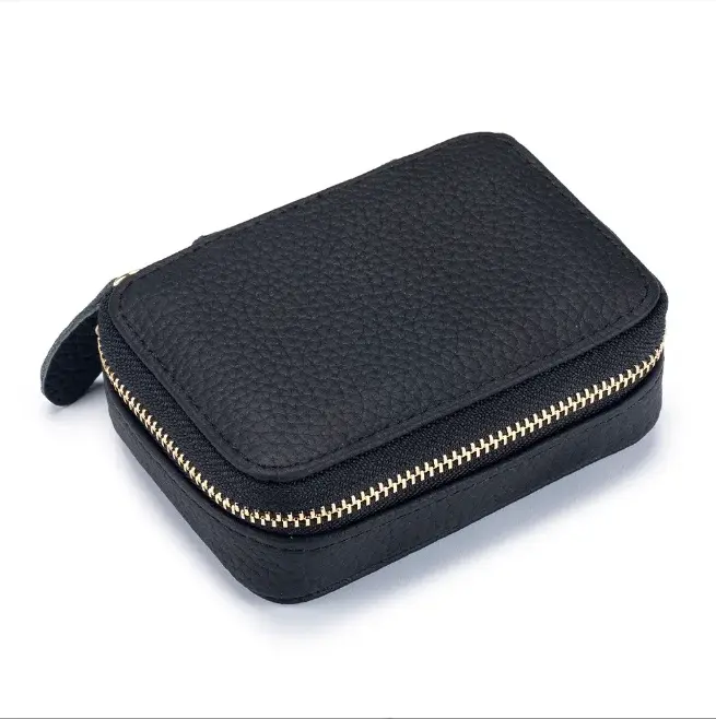 Mini sac cosmétique en cuir véritable avec tête miroir pour femme, sac de rangement de maquillage en