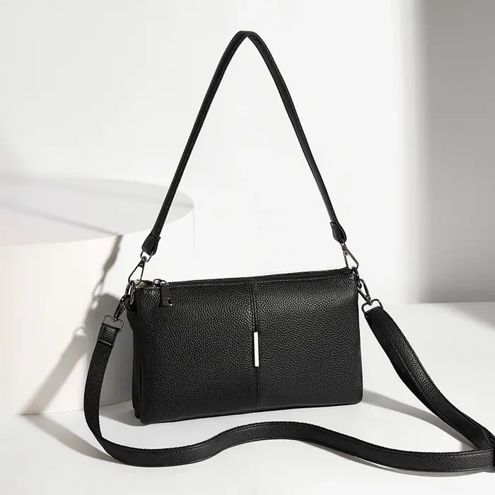 Sac à bandoulière minimaliste en cuir véritable pour femmes