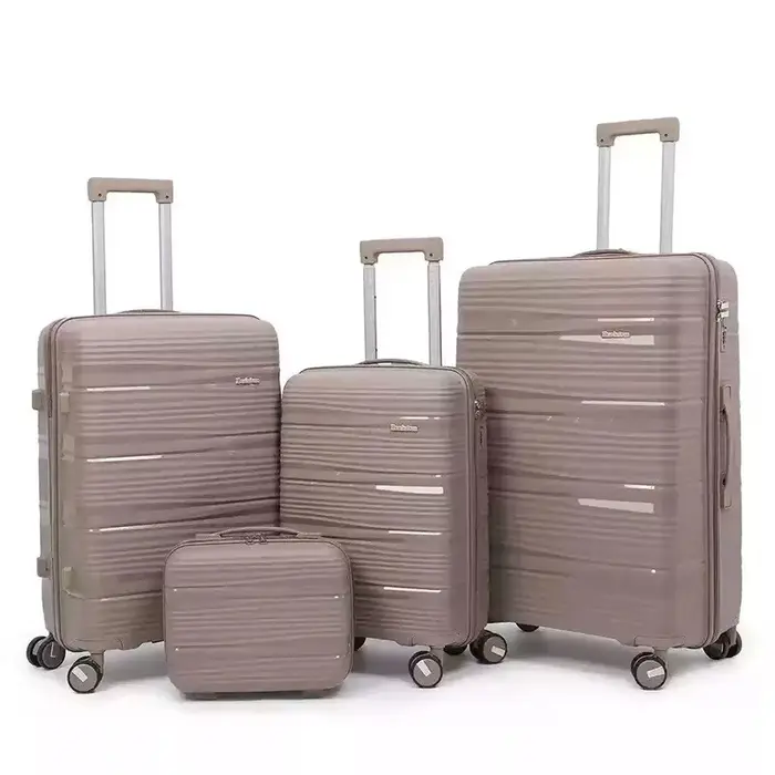 Ensembles de bagages 4 pièces Valise légère en PP (13/20/24/28 pouces) avec serrure TSA, roues silen