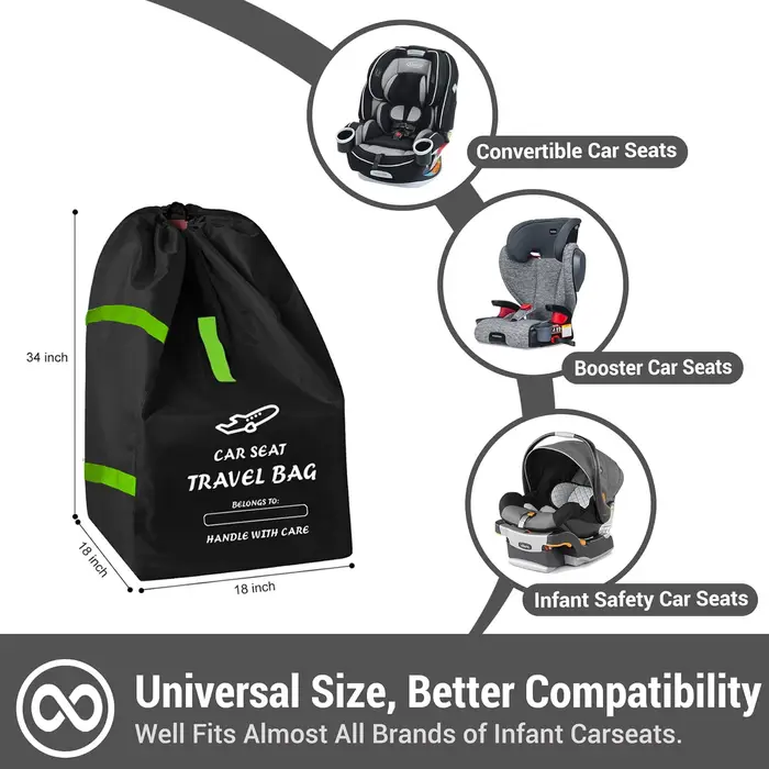 Sac de voyage pour siège de voiture ultime, rangement étanche pour avion, voyages sur route, sac à dos rembourré réglable, pliable et léger!