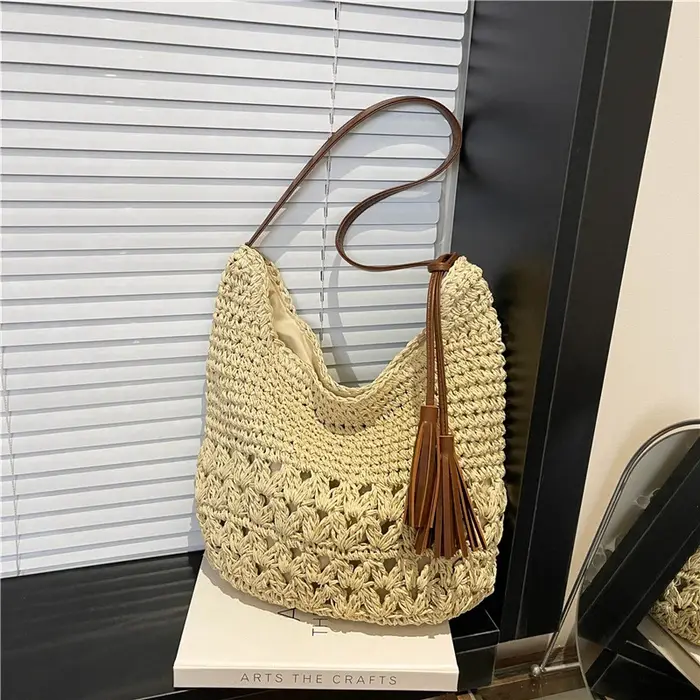 Sac fourre-tout décontracté polyvalent en tissu ajouré pour les vacances à la plage 2026 – Nouveau best-seller grande capacité et durable