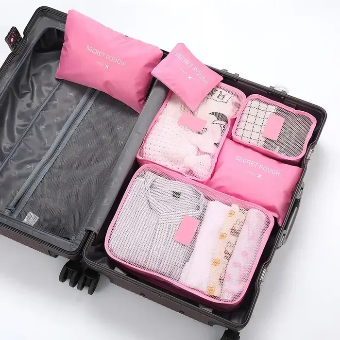 Sac de Rangement de Voyage pour Vêtements, Ensemble de 6 Pièces, pour Garde-Robe, Valise en Poudre, 