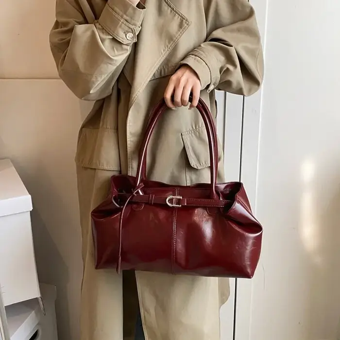 Nouveau Sac à main en cuir PU huile grande capacité sac à bandoulière décontracté sac fourre-tout mu