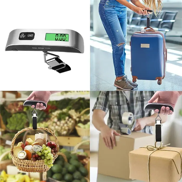 1 pièce Balance numérique portable avec écran LCD 110lb/50kg, électronique, pour bagages, valises, voyage, pesage de sacs et de bagages