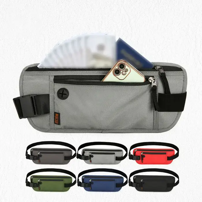 RFID bloquant étanche Sport voyage téléphone argent ceinture sac Fanny Packs hommes femmes caché portefeuille porte-passeport sac grande capacité